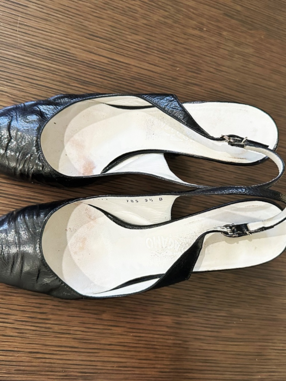 Salvatore Ferragamo Black Leather Slingback Heels – Size 9.5 - Picture 9 of 11